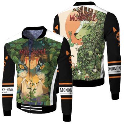 Mononoke san with painted face Wolf Girl Beautiful Princess Mononoke Fans Gift Fleece Bomber Jacket