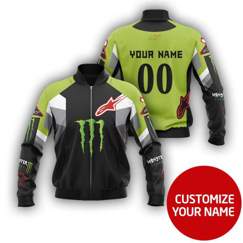 Monster Energy Alpinestars Auto Racing Team Costume Personalized Gift With Custom Number Name For Alpinestars Fans Bomber Jacket BJ03715