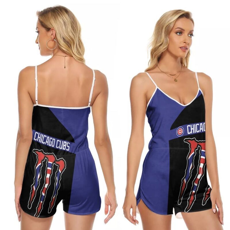 Monster Energy Chicago Cubs MLB Baseball Team Logo Gift For Cubs Fans V-neck Romper Jumpsuit RJ01550