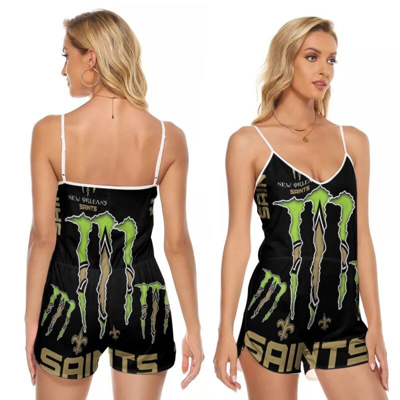 Monster Energy New Orleans Saints NFL American Football Team Logo Gift For Saints Fans 1 V-neck Romper Jumpsuit RJ01113