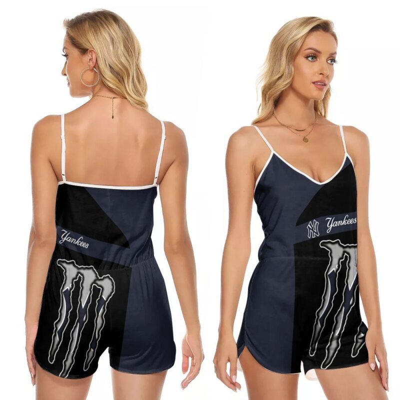 Monster Energy New York Yankees MLB Baseball Team Logo Gift For Yankees Fans 1 V-neck Romper Jumpsuit RJ01096