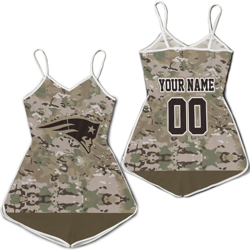 New England Patriots Camouflage Veteran 3D Personalized Romper RJ02440