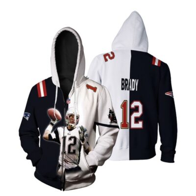New England Patriots Tampa Bay Buccaneers Tom Brady 12 Super Bowl Liii 3D Gift For Patriots Fans Buccaneers Fans Zip Hoodie ZH01077