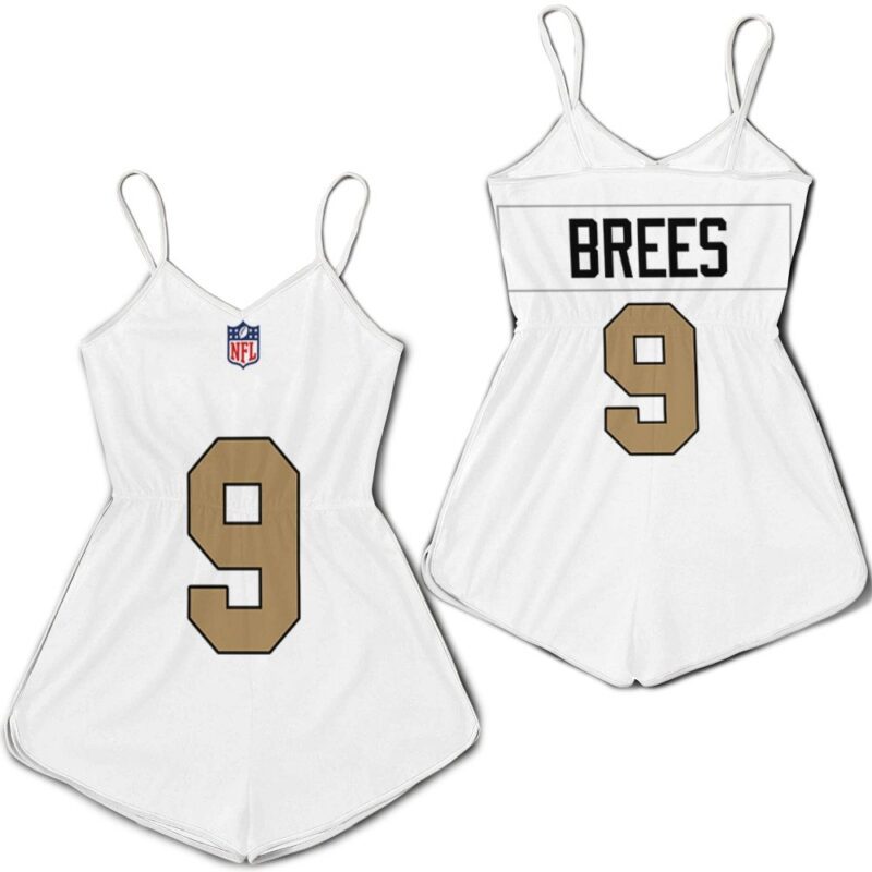 New Orleans Saints Drew Brees #9 NFL American Football Team Logo Color Rush Custom Gift For Saints Fans Romper Jumpsuit RJ05119