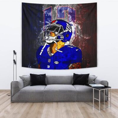 New York Giants American Football Team Tapestry Beckham Jr 13 Colored Artwork Splash Color Tapestry Wall Hanging 3