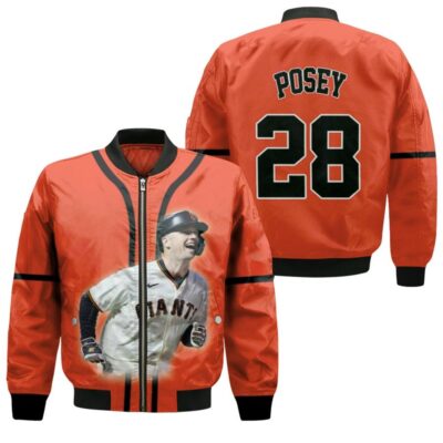 New York Giants Buster Posey 28 MLB Legendary Captain Orange Gift For Giants Fans Bomber Jacket BJ00395