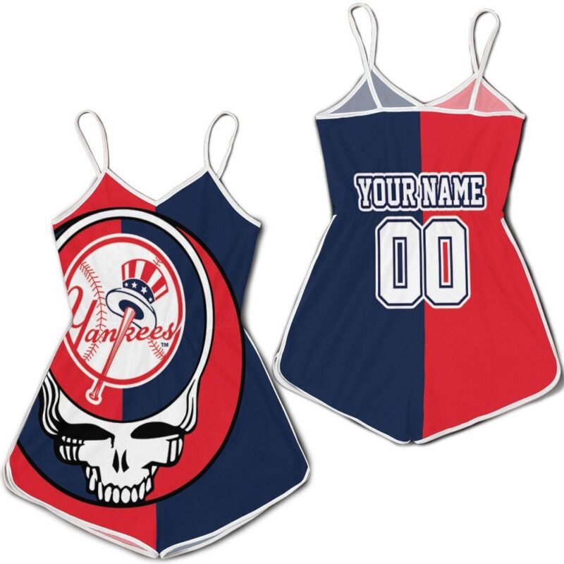 New York Yankees Grateful Dead Skull Bronx Bombers 3D Personalized Romper RJ02639