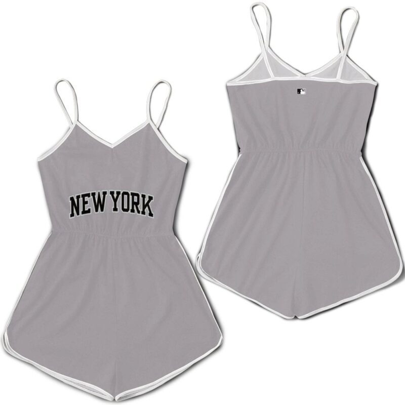 New York Yankees Road Flex Base Collection Team Gray Jersey Inspired Style Romper RJ05050