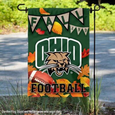 Ohio Bobcats Fall Football Autumn Leaves Decorative Garden Flag GF00530