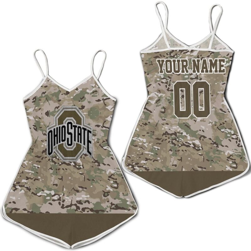 Ohio State Buckeyes Camouflage Veteran Personalized Romper RJ02432