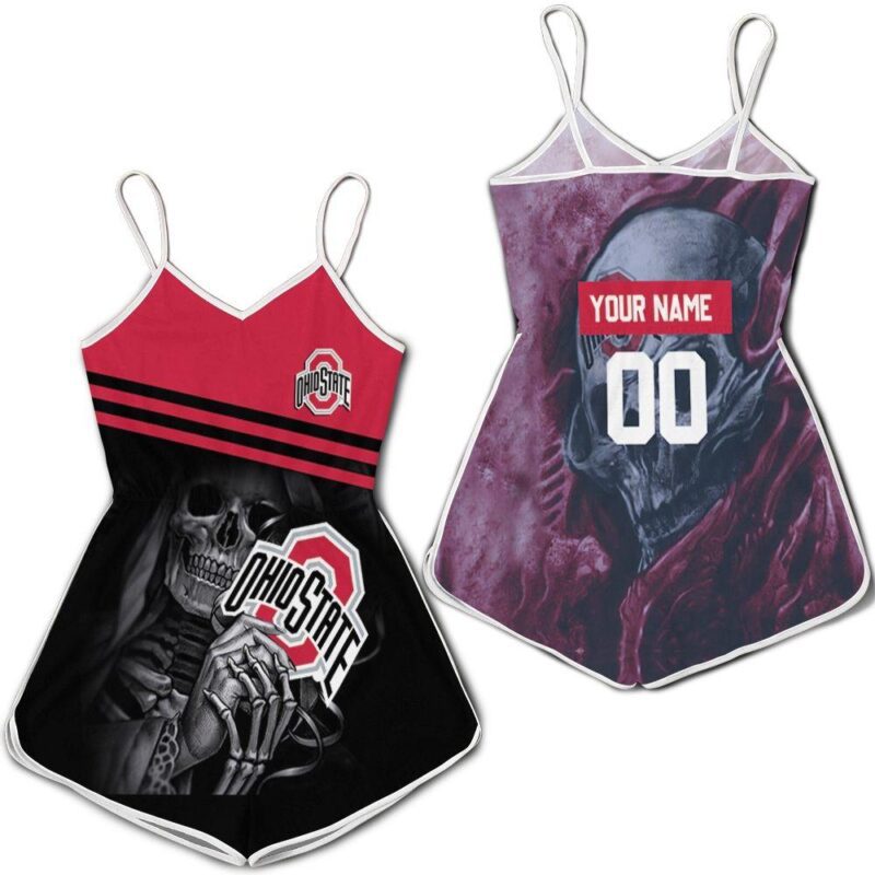Ohio State Buckeyes Maiden Skull Fan Personalized Romper RJ03764