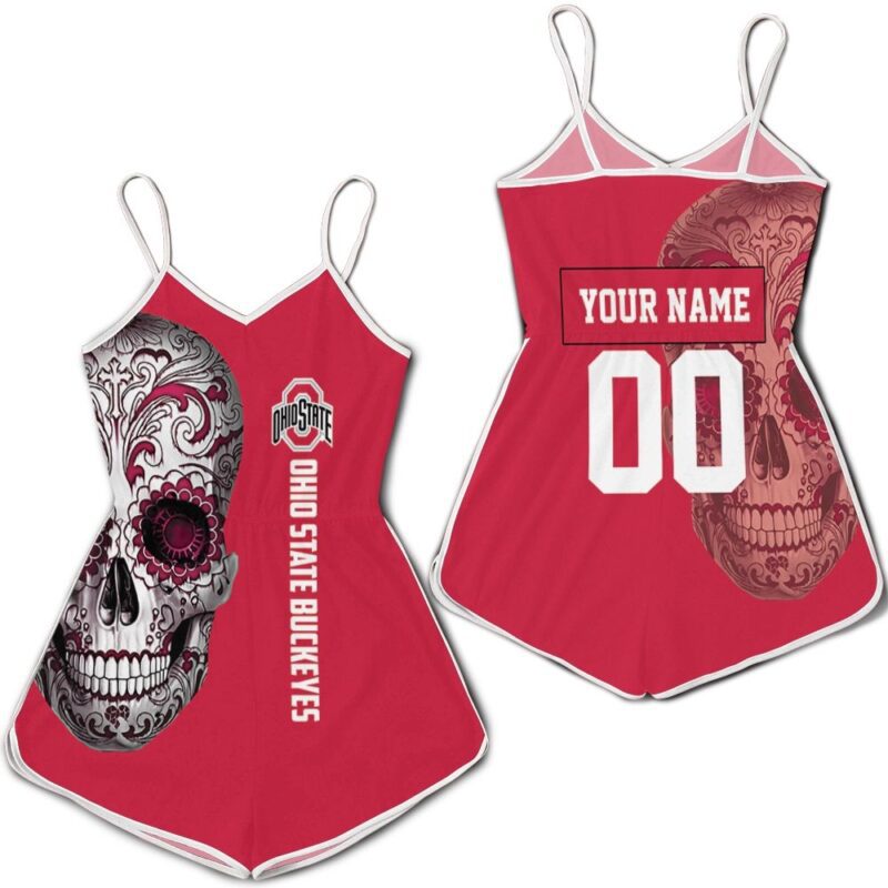 Ohio State Buckeyes Sugar Skull 3d Personalized 1 Romper RJ02376