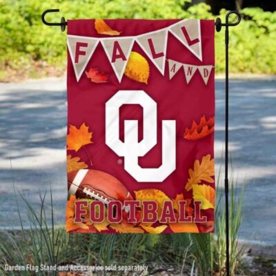 Oklahoma Sooners Fall Football Autumn Leaves Decorative Garden Flag GF00918
