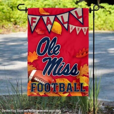 Ole Miss Fall Football Autumn Leaves Decorative Garden Flag GF00691