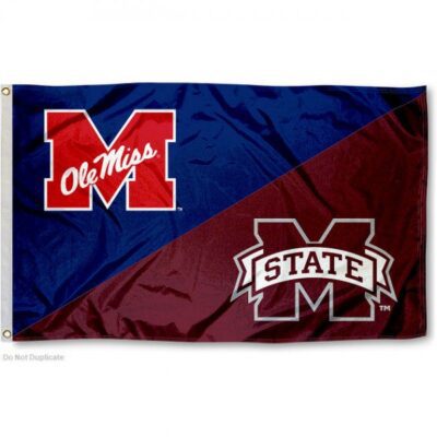 Ole Miss vs Bulldogs House Divided 3x5ft Wall Flag Banner Flag Outdoor Flag BF348