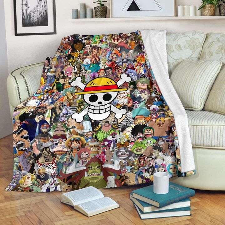 One-Piece-Anime-Fleece-Blanket-Full-Characters-Background-Big-Skull-Pirate-Symbol-Fleece-Blanket One Piece Anime Fleece Blanket - Full Characters Background Big Skull Pirate Symbol Fleece Blanket