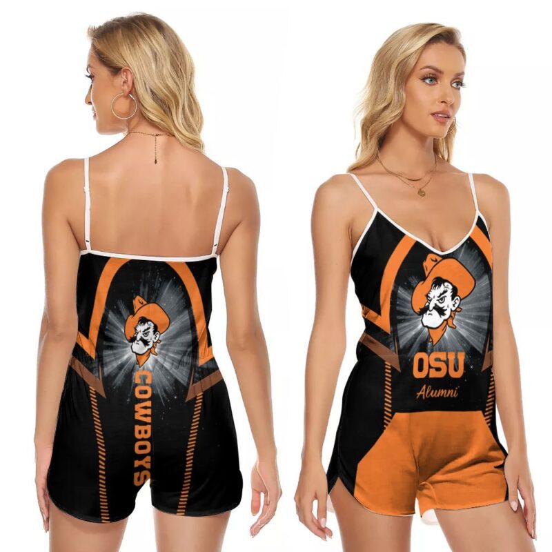 Osu Oklahoma State University Football Logo Cowboys Alumni 3d designed for Oklahoma State University Football fan V-neck Romper Jumpsuit RJ00980