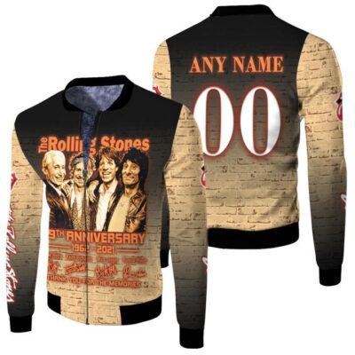 Personalized #00 The Rolling Stones 59th Anniversary 1962 2021 Member Band Signed Thank You gift for Rolling Stones fans Fleece Bomber Jacket