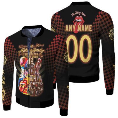 Personalized #00 The Rolling Stones No Filter Tour 2019 Please You Hope You Guess Guitar gift for The Rolling Stomes fans Fleece Bomber Jacket