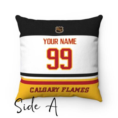 Personalized Calgary Flames Hockey Custom Square Throw Cushion Pillow With Name and Number Pillow, Sofa Decor, Sofa Pillow P5767