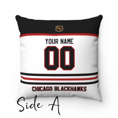 Personalized Chicago Blackhawks Hockey Custom Square Throw Cushion Pillow With Name and Number Pillow