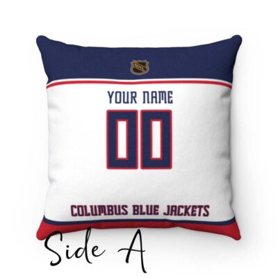 Personalized Columbus Blue Jackets Hockey Custom Square Throw Cushion Pillow With Name and Number Pillow