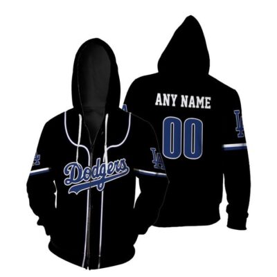 Personalized Los Angeles Dodgers 00 Anyname 2020 Mlb Black Jersey Inspired Style Gift For Los Angeles Dodgers Fans Zip Hoodie ZH00593