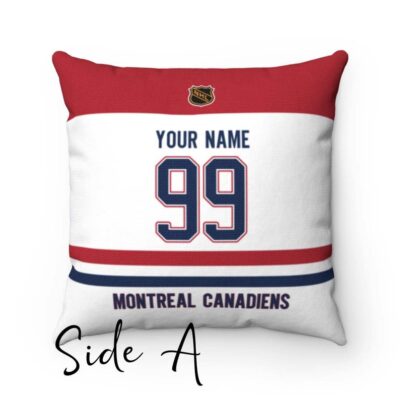 Personalized Montreal Canadiens Hockey Custom Square Throw Cushion Pillow With Name and Number Pillow
