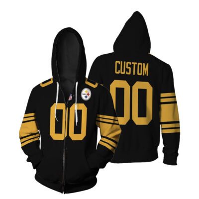 Personalized Pittsburgh Steelers 00 Anyname Color Rush Limited Jersey Inspired Style Gift For Pittsburgh Steelers Fans Zip Hoodie ZH01068
