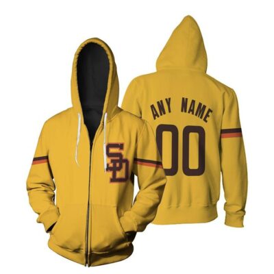 Personalized San Diego Padres 1982 Cooperstown Collection Golden Jersey Inspired Style Gift For San Diego Padres Fans Zip Hoodie ZH00611