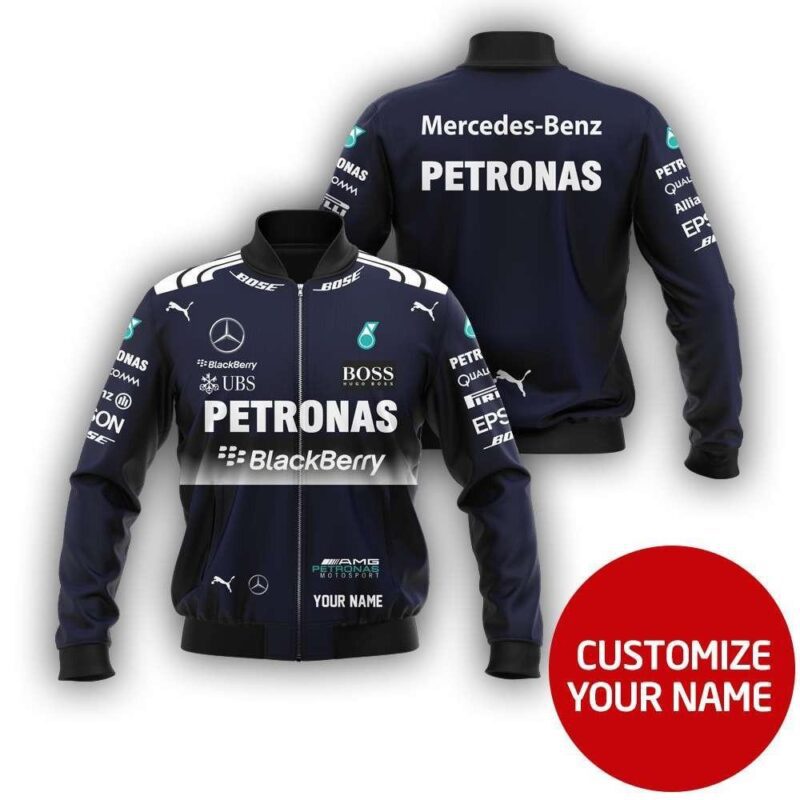 Petronas Blackberry Mercedes-Benz Auto Racing Team Costume 3D Personalized Gift With Custom Name For Petronas Fans Bomber Jacket BJ03763