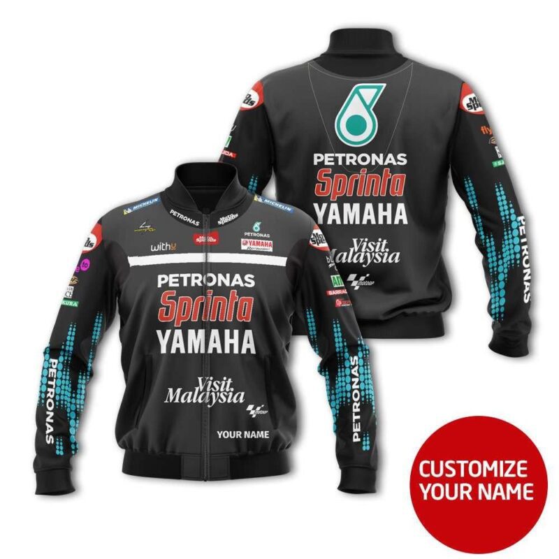 Petronas Sprinta Yamaha Visit Malaysia Auto Racing Team Costume Personalized Gift With Custom Name For Yamaha Fans Bomber Jacket BJ03617