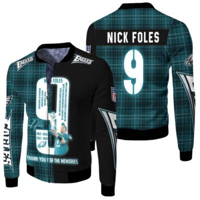 Philadelphia Eagles Nick Foles 9 Champions Legendary Captain Gift For Eagles Fans Fleece Bomber Jacket