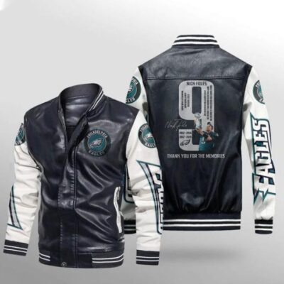Philadelphia Eagles Nick Foles 9 Thank You For The Memories Gift For Eagles Fans Leather Bomber Jacket LBJ0210