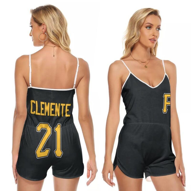 Pittsburgh Pirates Roberto Clemente 21 MLB Baseball Team Gift For Pittsburgh Pirates Fans Roberto Clemente Lovers V-neck Romper Jumpsuit RJ01103