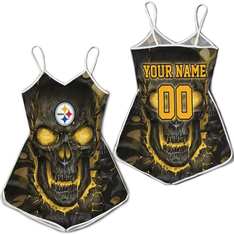 Pittsburgh Steelers Hello Darkness My Old Friend 3d Skull Personalized Romper RJ02645