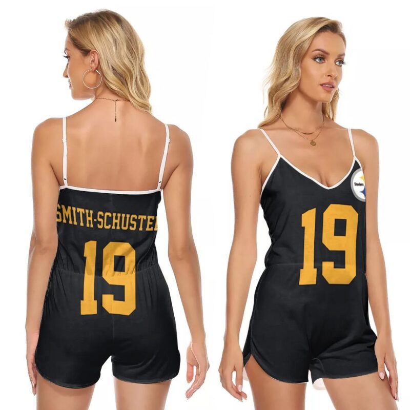 Pittsburgh Steelers Juju SmithSchuster 19 NFL Football Team Color Rush Gift For Steelers Fans V-neck Romper Jumpsuit RJ01115