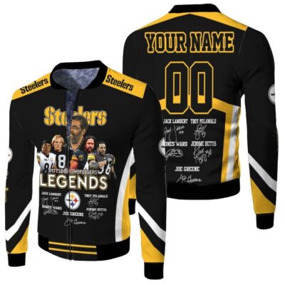 Pittsburgh Steelers Legends Signature Signed Great Players 2020 NFL Season Jersey Personalized Fleece Bomber Jacket