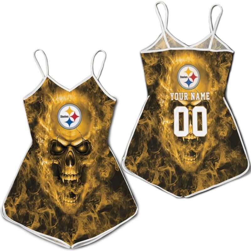 Pittsburgh Steelers Nfl Fan Skull 3d Personalized Romper RJ02279