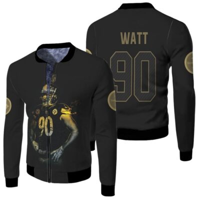 Pittsburgh Steelers T. J. Watt 90 NLF Legend American Football Salute To Service Vapor Black Gift For Steelers Fans Fleece Bomber Jacket