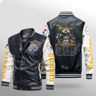 Pittsburgh Steelers The Steelers 87th Anniversary Thank You For The Memories Legend Sigend Gift For Steelers Fans Leather Bomber Jacket LBJ0217