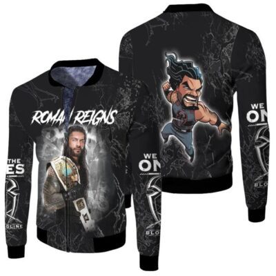 Roman Reigns WWE Belt Champion Professional wrestler Black Gift For Roman Reigns Fans Fleece Bomber Jacket