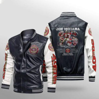 San Francisco 49ers Joe Montana 16 Once A 49ers Always A 49ers Gift For 49ers Fans Leather Bomber Jacket LBJ0099