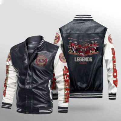 San Francisco 49ers NFL American Football Legends Players Signatures Gift For 49ers Fans Leather Bomber Jacket LBJ0114
