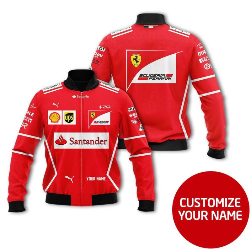 Santander Ups Scuderia Ferrari Auto Racing Team Costume Personalized Gift With Custom Name For Santander Fans Bomber Jacket BJ03823