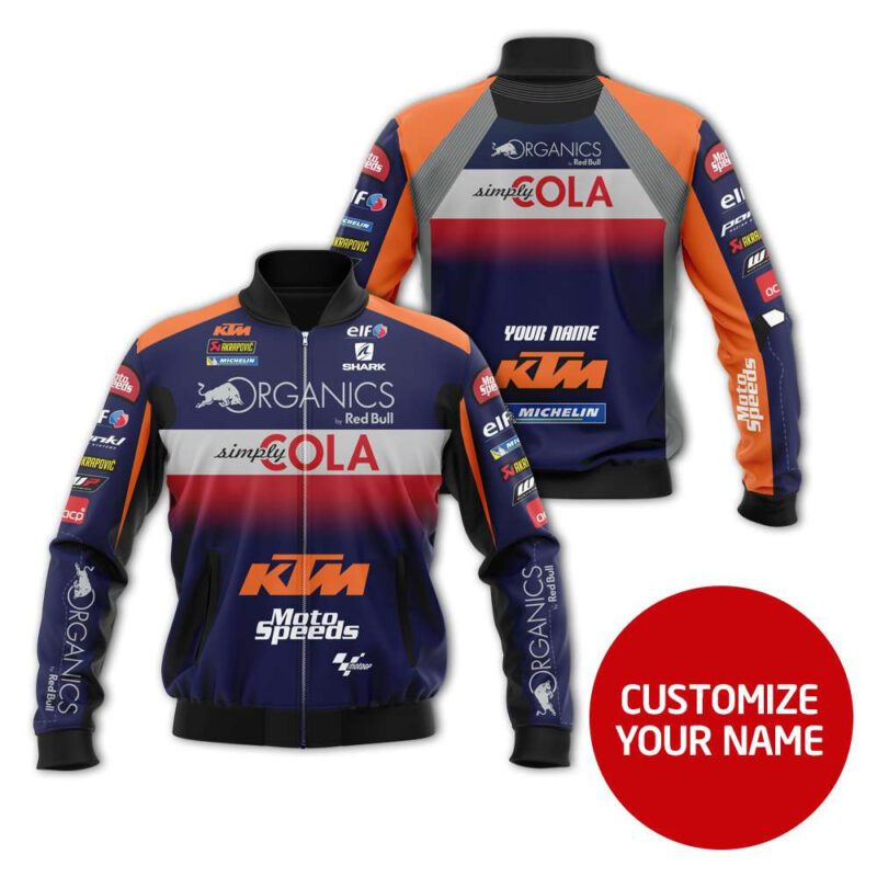 Simply Cola Racing Team Ktm Moto Speeds Black Racing Suit Style Gift With Custom Name For Cola Racing Fans Bomber Jacket BJ03730