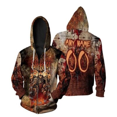 Slipknot Legend Rock Band Studio Albums 3D Custom Name Number For Slipknot Fans Zip Hoodie ZH01326
