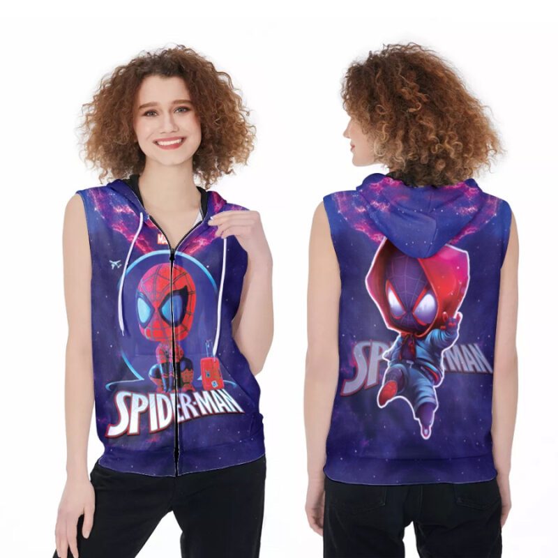 Spider Man No Way Home High School Student Superhero Saving Multiverse 3D Designed Allover Gift For Spider Man Fans Zip Sleeveless Hoodie ZSH0043