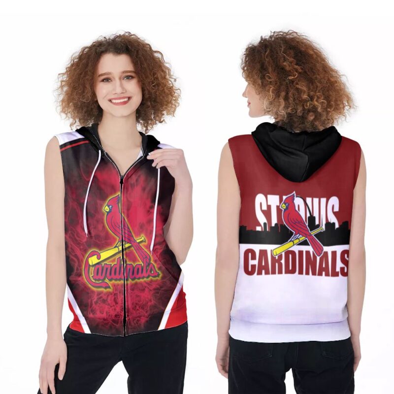 St Louis Cardinals MLB Baseball Team Logo Pattern 3D Designed Allover Gift For Cardinals Fans Zip Sleeveless Hoodie ZSH0561