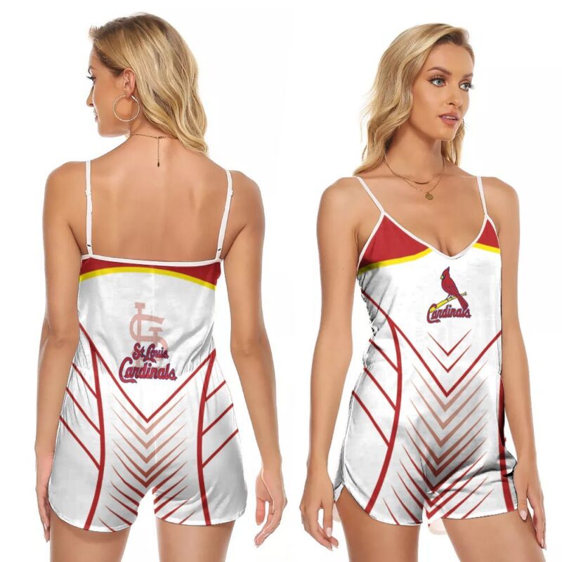 St Louis Cardinals Mlb Logo Arrow Pattern 3d designed for St Louis Cardinals fan V-neck Romper Jumpsuit RJ00845